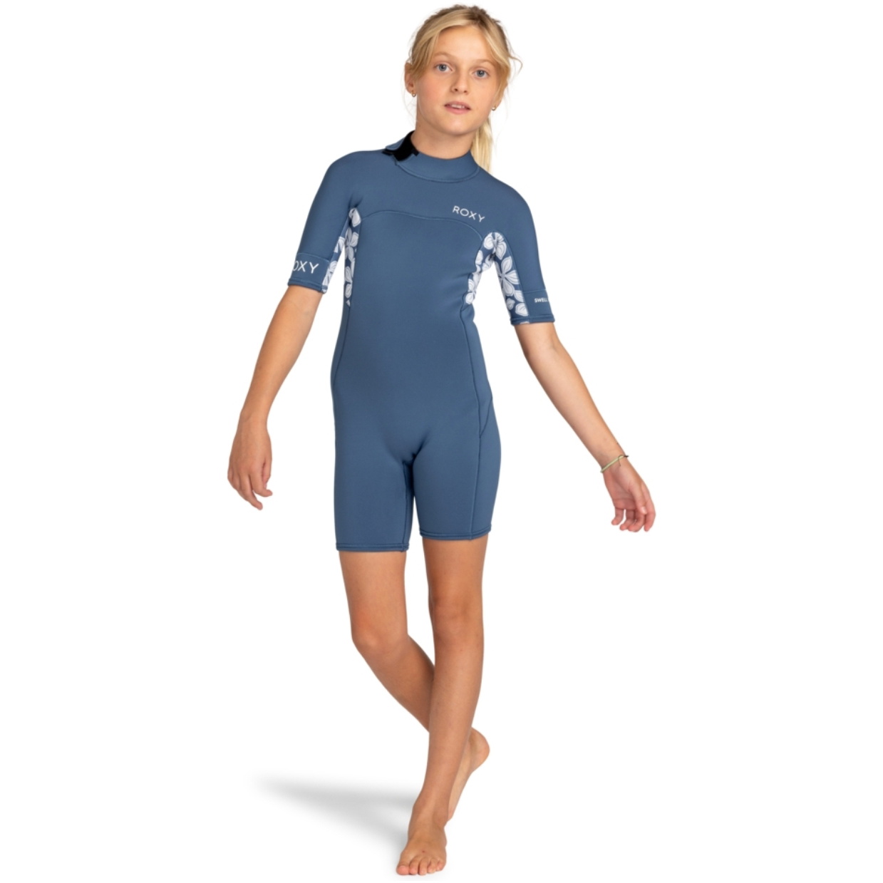 2026 Roxy Enfants Swell Series 2mm Back Zip Shorty Combinaison Néoprène ERGW503017 - Wild Wind Drifter Floral